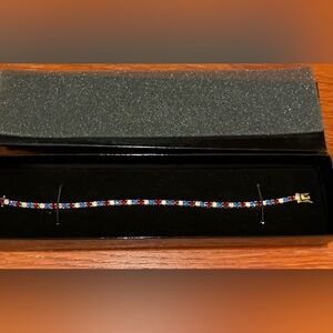 New Joan Rivers Classics Vibrant Red, Blue, and Gold Tennis Bracelet Vintage